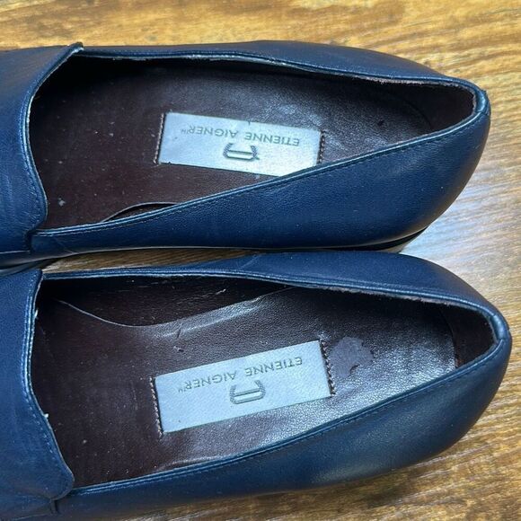 Etienne Aigner Merit Blue Leather Loafer Slip on 7.5 FLAW - Picture 8 of 10